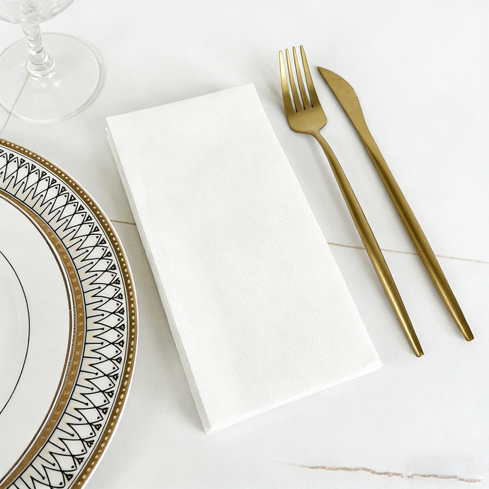 Linen-feel dust-free airlaid napkins 20×40cm for hotel table setting
