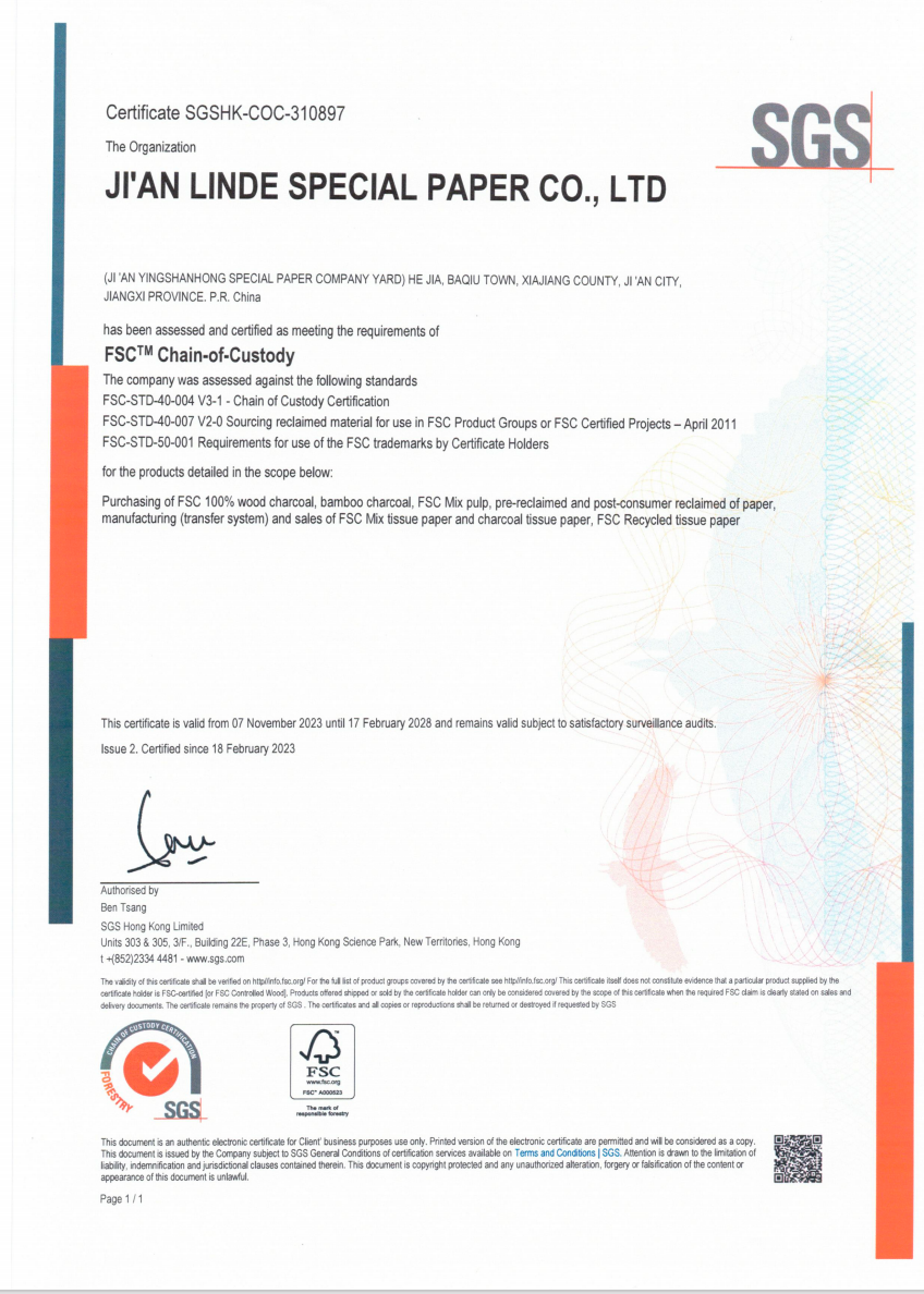 Hannlo material FSC certificate