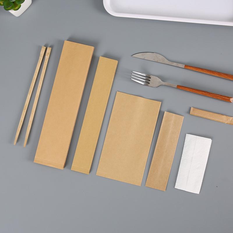 Customized kraft Disposable Cutlery Utensil Holder HL40KCB01