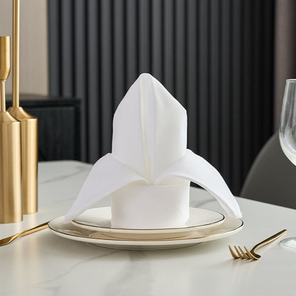 White Cotton Napkins, Folded Fower Napkins for Hotels, Western Restaurants and Coffee Shops, Thickened White Tablecloths and luxury Placemats HLCLN2808