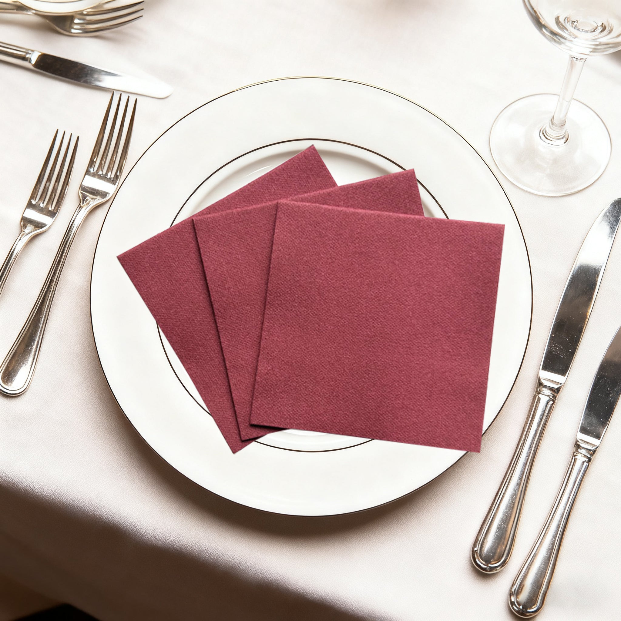 burgundy paper napkins
