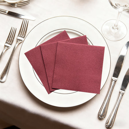 burgundy paper napkins