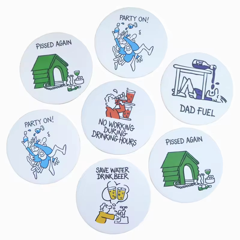 Absorbent Pulpboard Coasters Durable for Beer Cold Drinks Custom Sizes Shapes HLCOA1002