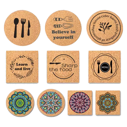 custom shaped cork coasters with logo