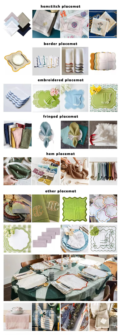 Elegant Cloth Placemats Custom Embroidery Diverse Fabrics For Dining Events HLPLA1004