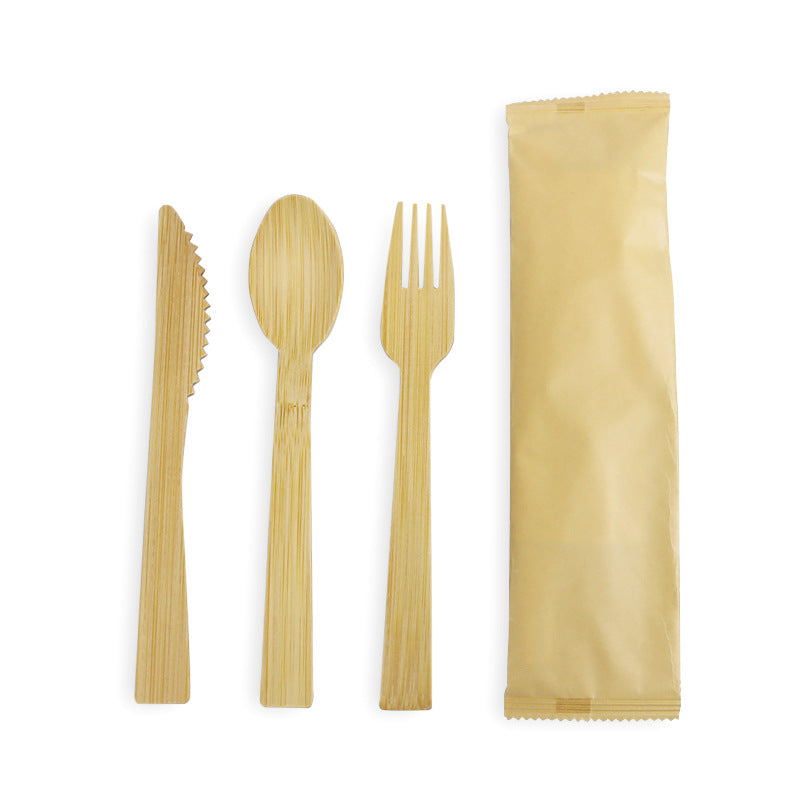 Disposable Kraft Paper Flatware Bags Bamboo Cutlery  Utensil Bags HL40UB01