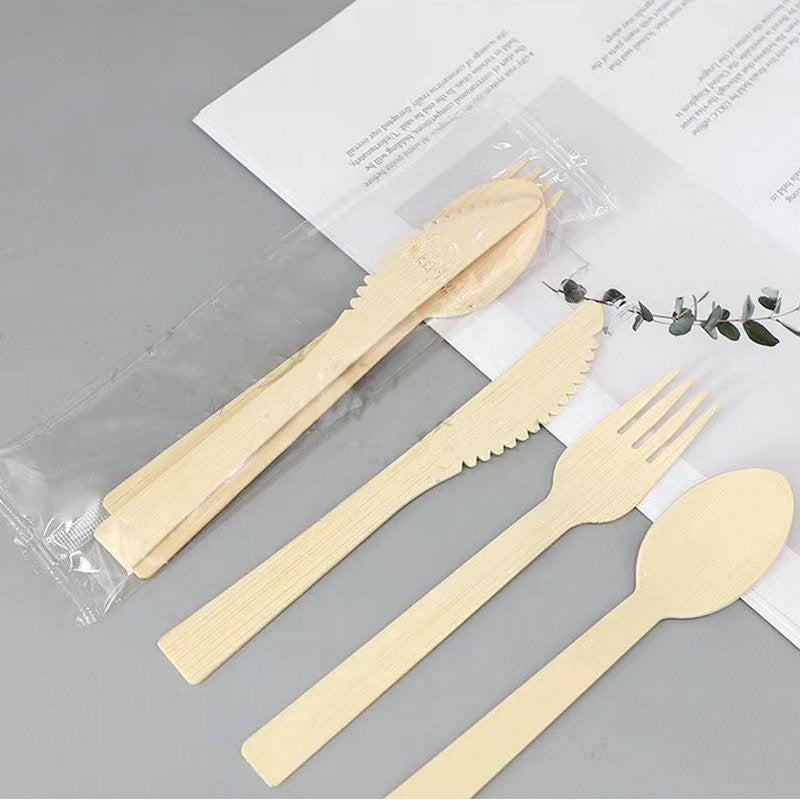 Sustainable disposable bamboo cutlery set fork knife spoon for Japan and USA market