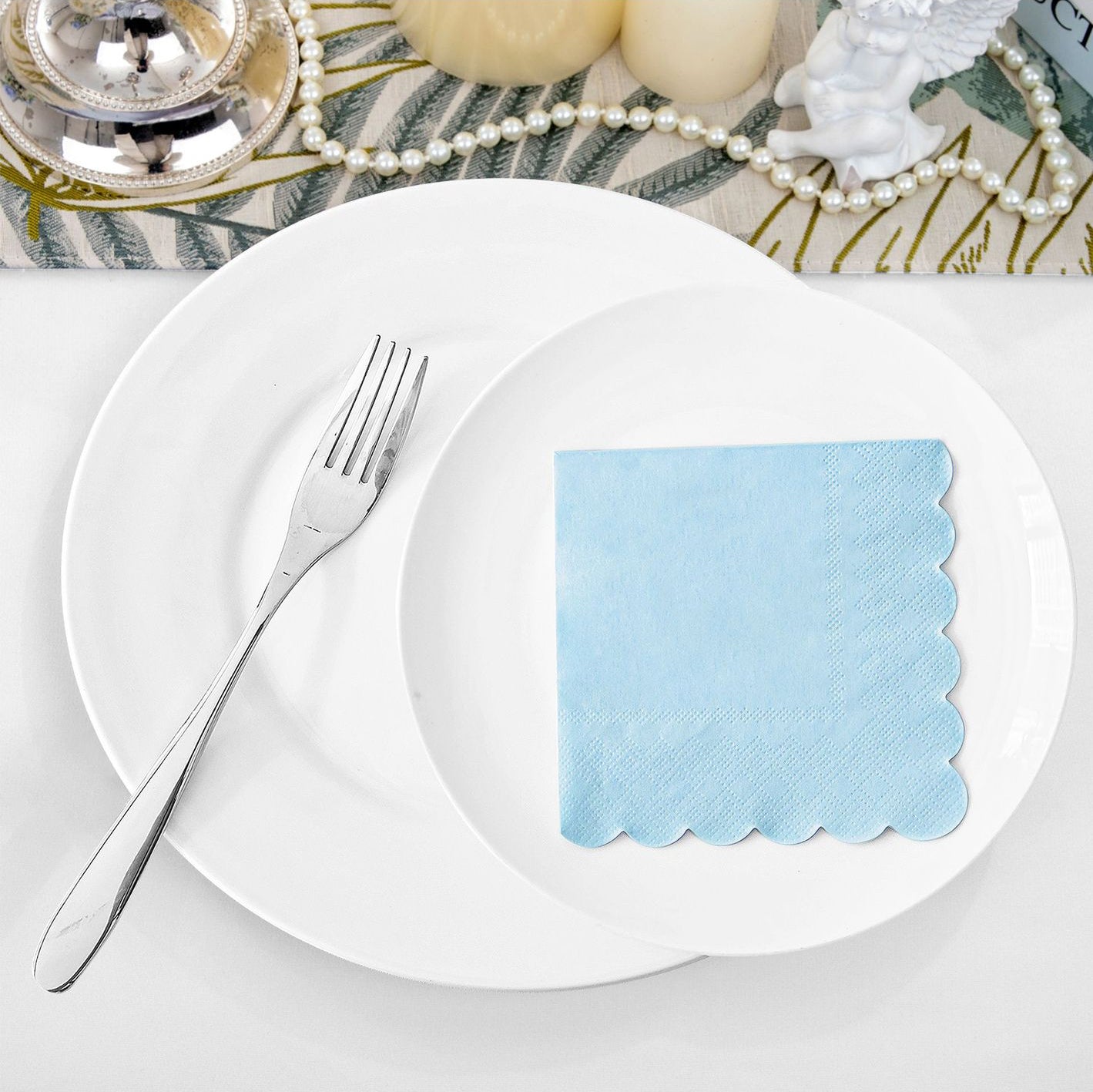 Custom Ombre Cocktail Napkins – Gradient Dyed Paper Napkins, Fancy Scalloped Edge Disposable Napkins for Parties, Weddings & Restaurants HL50PN08