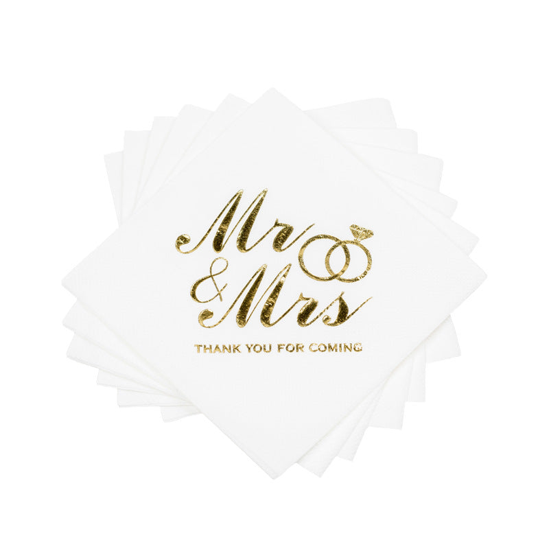 25x25 Wedding Cocktail Napkins Foil Imprinted Paper Napkins Hot Stamping Napkins HL50PN05