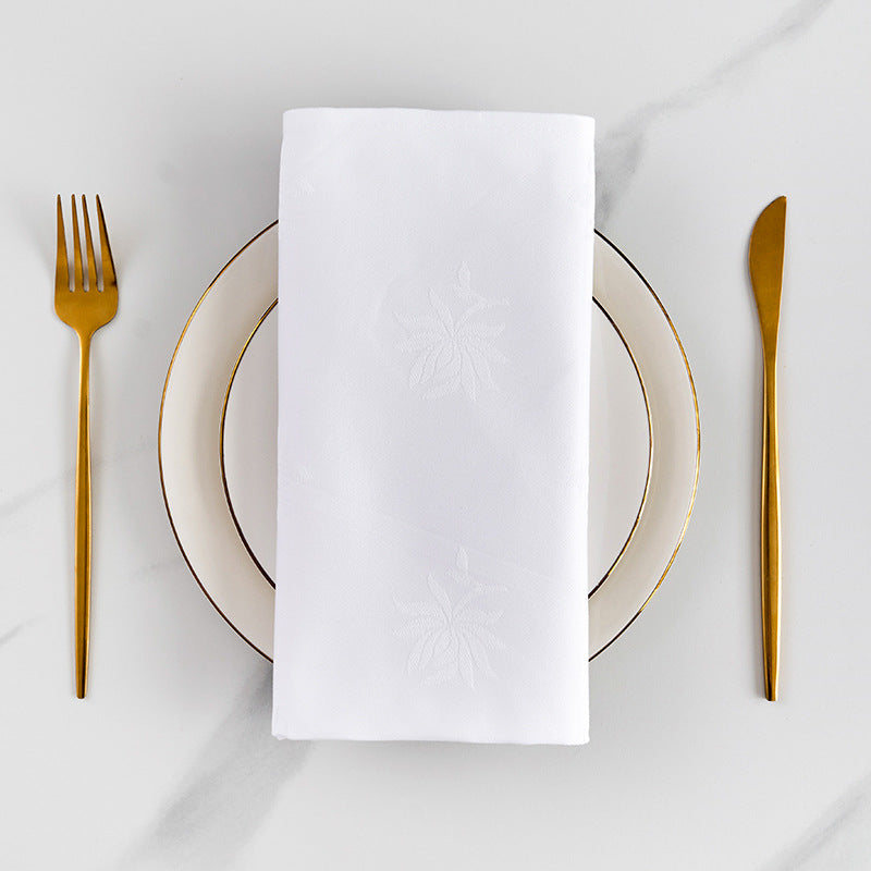 White Cotton Napkins, Folded Fower Napkins for Hotels, Western Restaurants and Coffee Shops, Thickened White Tablecloths and luxury Placemats HLCLN2808