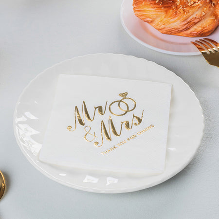 25x25 Cocktail Napkins Bulk Foil Imprinted Paper Napkins Hot Stamping Napkins for Bar & Cafe HL50PN05
