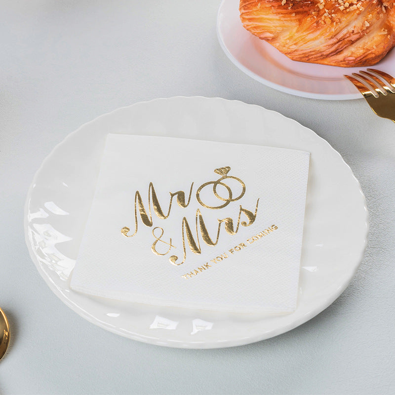 gold hot stamping paper napkins custom logo
