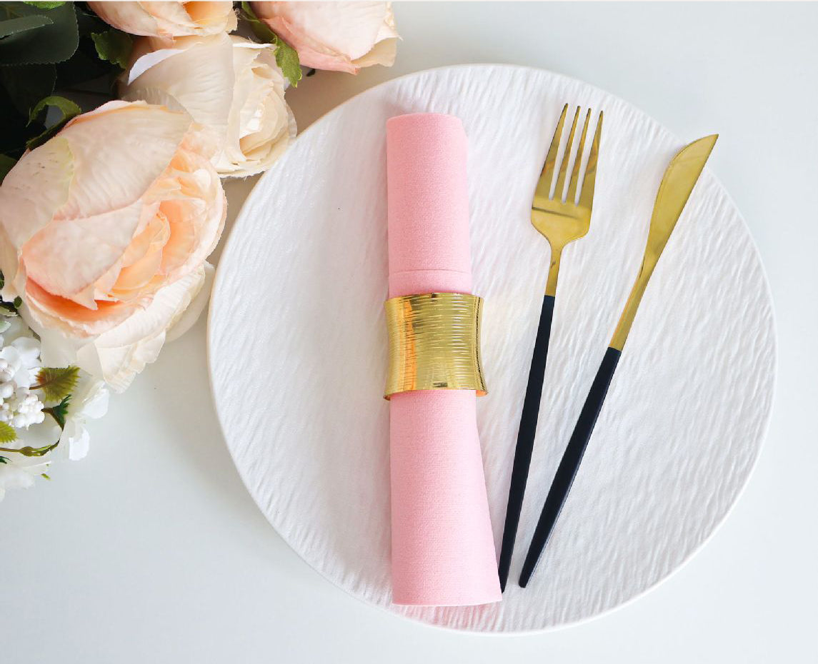 Pink Disposable Napkins Paper Custom Airlaid Napkins Cutlery for Party HL31NP02