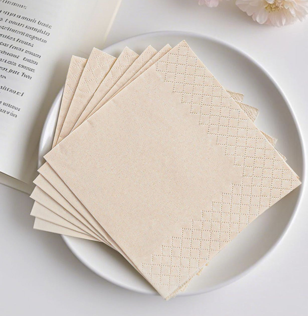 Natural Brown Cocktail Napkins – Eco-Friendly Wood Pulp Disposable Napkins for Party, Wedding, Bar & Restaurant HL50PN06