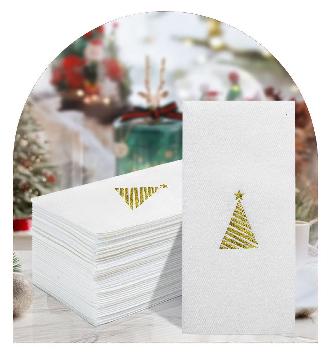 Custom Foil Stamped Christmas Dinner Napkins 43x30 – Personalized Air-alid Paper Napkins with Logo Print for Hotel, Restaurant, Wedding, Party