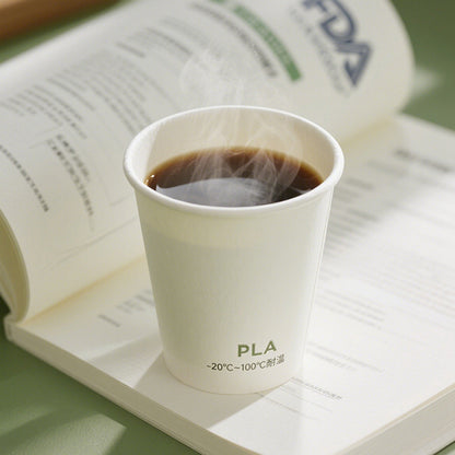 Disposable Hot Drink Coffee Cups– Thickened Biodegradable PLA Paper Cups for Tea, Latte, Party & Custom Logo Printing HL07CP301