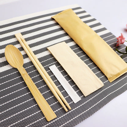 Disposable Kraft Paper Flatware Bags Bamboo Cutlery  Utensil Bags HL40UB01