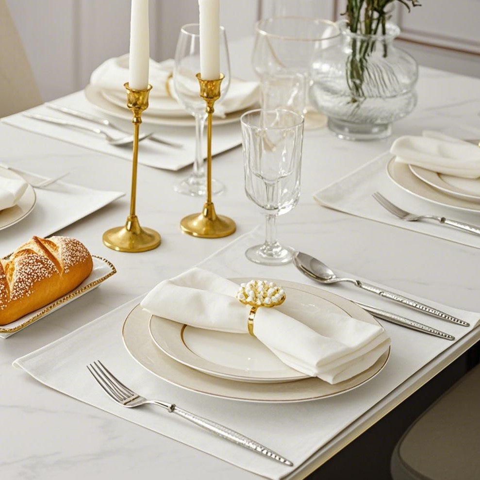 White Cotton Napkins, Folded Fower Napkins for Hotels, Western Restaurants and Coffee Shops, Thickened White Tablecloths and luxury Placemats HLCLN2808