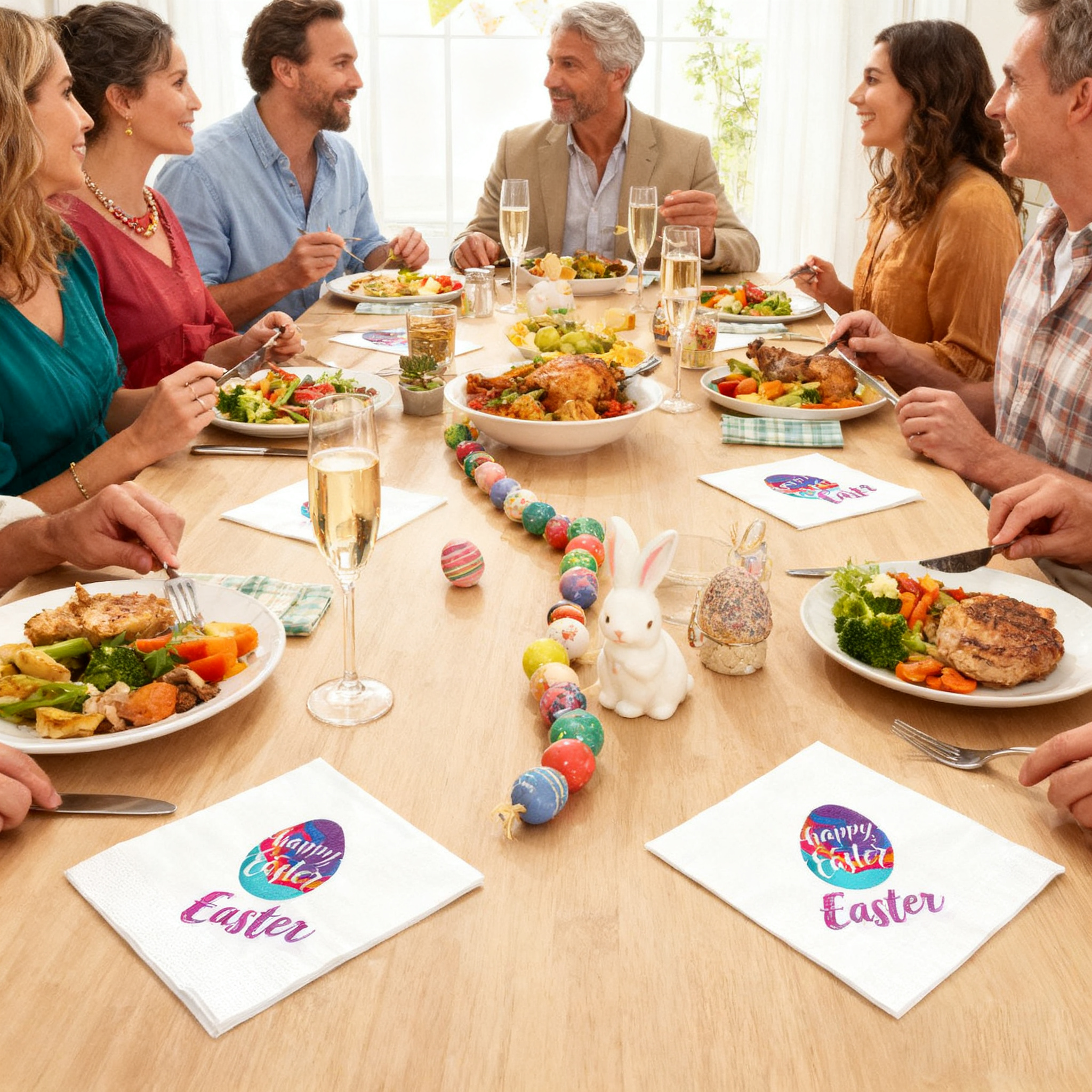 Easter Printed Disposable Napkins – Airlaid Dinner Napkins, Party Table Decor, Holiday Paper Napkins & Custom Placemats for Celebration