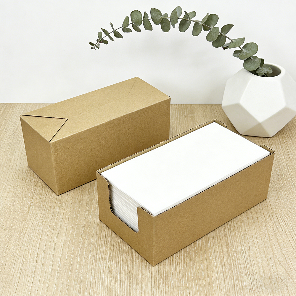 Boxed airlaid napkins for disposable restaurant and airline use