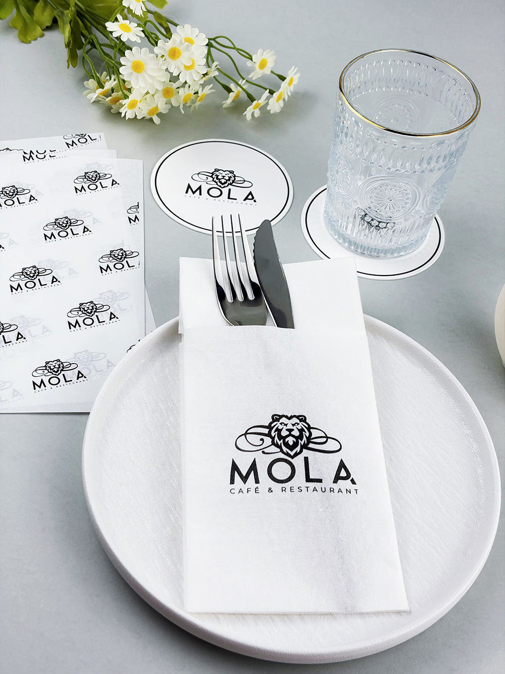 factory direct cutlery napkins branded logo