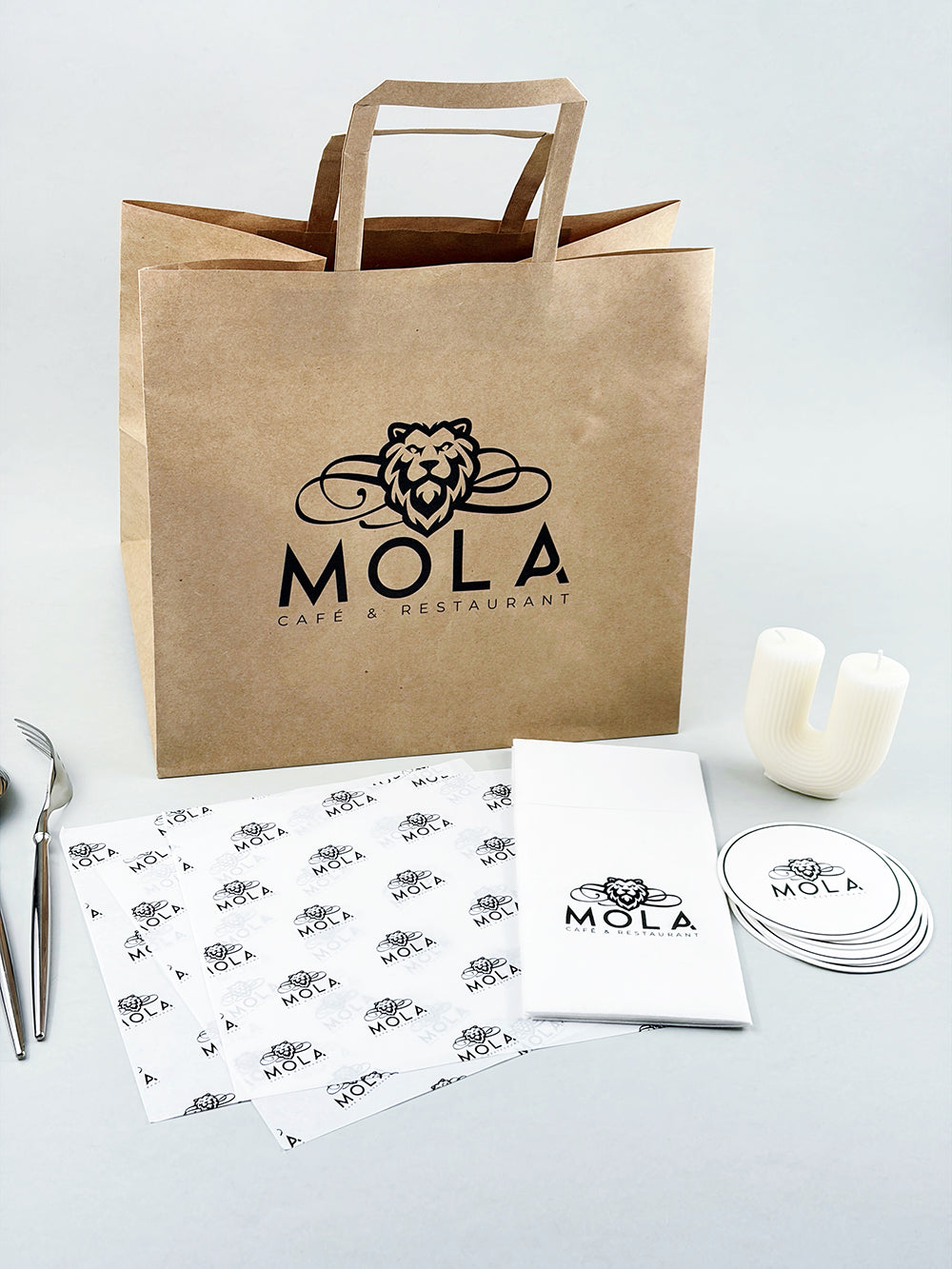 paper bags and paper napkins sets for restaurant